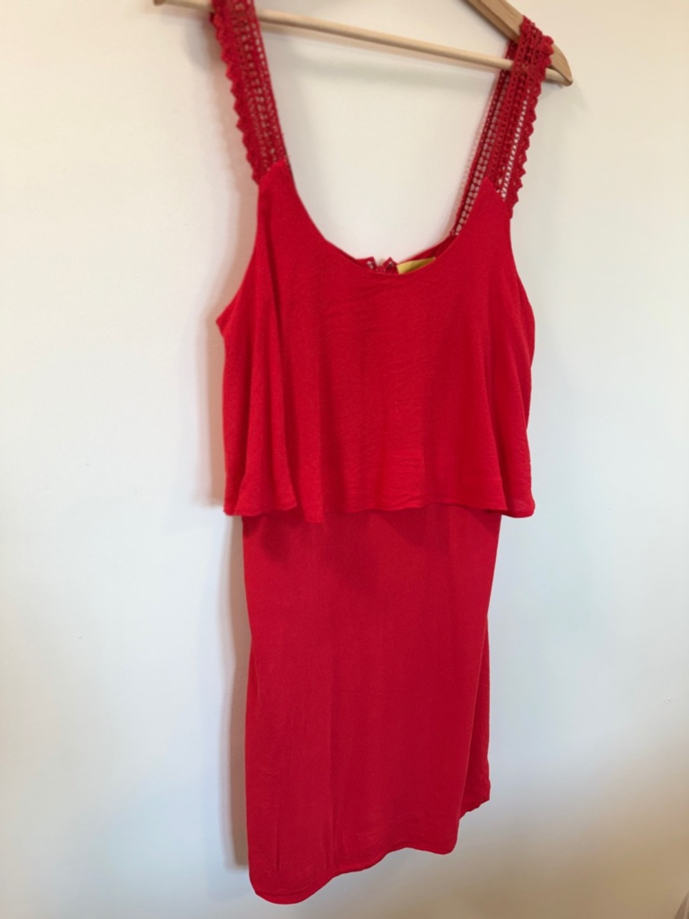Maeve Red Ruffle Dress Lace Strap Mini Anthropologie - Size 6